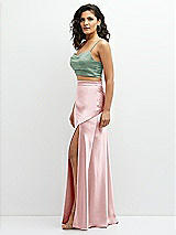Side View Thumbnail - Seagrass Satin Mix-and-Match Draped Midriff Top