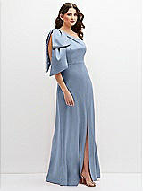 Side View Thumbnail - Cloudy One-Shoulder Satin Maxi Dress with Chic Oversized Shoulder Bow