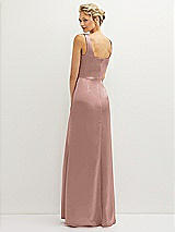 Rear View Thumbnail - Neu Nude Square-Neck Satin A-line Maxi Dress with Front Slit