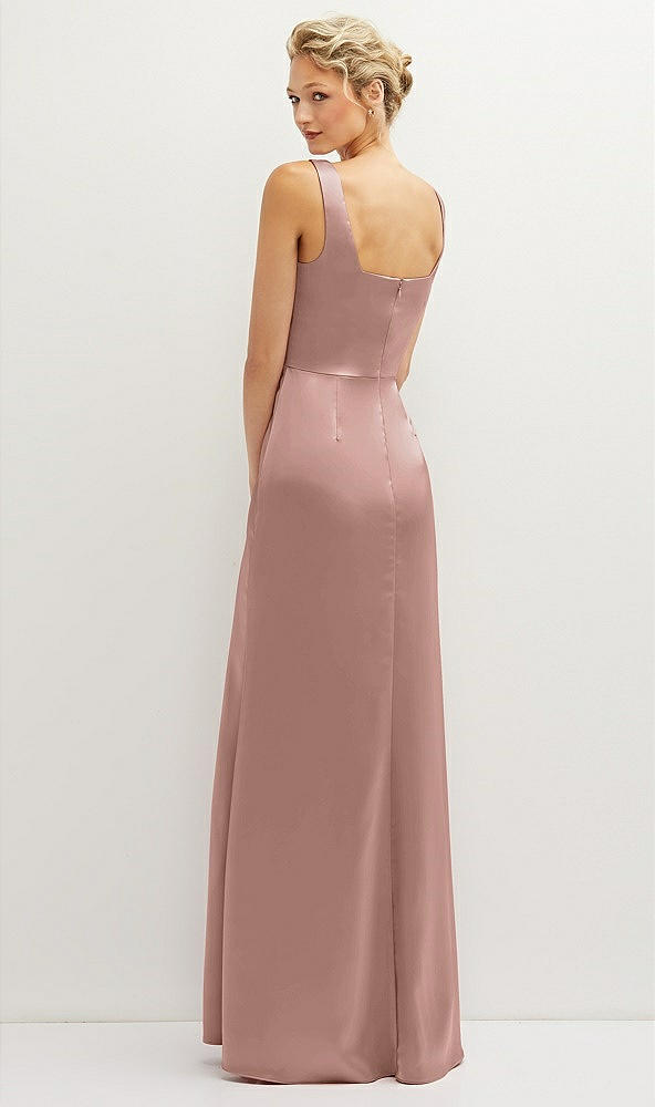 Back View - Neu Nude Square-Neck Satin A-line Maxi Dress with Front Slit