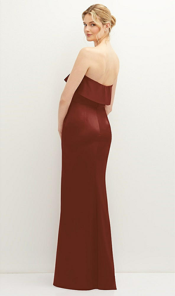 Back View - Auburn Moon Soft Ruffle Cuff Strapless Trumpet Dress with Front Slit