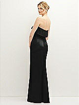 Rear View Thumbnail - Black Soft Ruffle Cuff Strapless Trumpet Dress with Front Slit