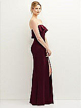 Side View Thumbnail - Cabernet Soft Ruffle Cuff Strapless Trumpet Dress with Front Slit