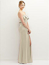Side View Thumbnail - Champagne Soft Ruffle Cuff Strapless Trumpet Dress with Front Slit