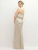 Rear View Thumbnail - Champagne Soft Ruffle Cuff Strapless Trumpet Dress with Front Slit