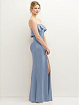 Side View Thumbnail - Cloudy Soft Ruffle Cuff Strapless Trumpet Dress with Front Slit