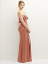 Side View Thumbnail - Copper Penny Soft Ruffle Cuff Strapless Trumpet Dress with Front Slit
