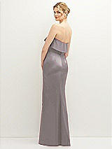 Rear View Thumbnail - Cashmere Gray Soft Ruffle Cuff Strapless Trumpet Dress with Front Slit