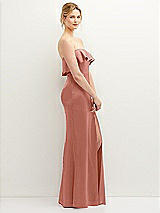 Side View Thumbnail - Desert Rose Soft Ruffle Cuff Strapless Trumpet Dress with Front Slit