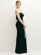 Side View Thumbnail - Evergreen Soft Ruffle Cuff Strapless Trumpet Dress with Front Slit