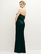 Rear View Thumbnail - Evergreen Soft Ruffle Cuff Strapless Trumpet Dress with Front Slit