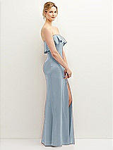 Side View Thumbnail - Mist Soft Ruffle Cuff Strapless Trumpet Dress with Front Slit