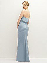 Rear View Thumbnail - Mist Soft Ruffle Cuff Strapless Trumpet Dress with Front Slit