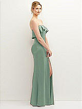 Side View Thumbnail - Seagrass Soft Ruffle Cuff Strapless Trumpet Dress with Front Slit