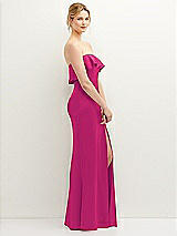 Side View Thumbnail - Think Pink Soft Ruffle Cuff Strapless Trumpet Dress with Front Slit