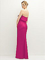 Rear View Thumbnail - Think Pink Soft Ruffle Cuff Strapless Trumpet Dress with Front Slit