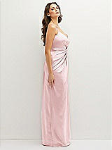 Side View Thumbnail - Ballet Pink Asymmetrical Draped Pleat Wrap Satin Maxi Dress
