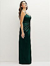 Side View Thumbnail - Evergreen Asymmetrical Draped Pleat Wrap Satin Maxi Dress