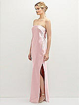 Side View Thumbnail - Ballet Pink Strapless Pull-On Satin Column Dress with Side Seam Slit