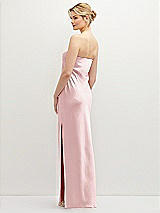 Rear View Thumbnail - Ballet Pink Strapless Pull-On Satin Column Dress with Side Seam Slit