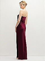 Rear View Thumbnail - Cabernet Strapless Pull-On Satin Column Dress with Side Seam Slit