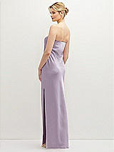Rear View Thumbnail - Lilac Haze Strapless Pull-On Satin Column Dress with Side Seam Slit