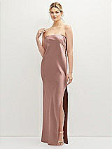 Front View Thumbnail - Neu Nude Strapless Pull-On Satin Column Dress with Side Seam Slit