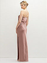 Rear View Thumbnail - Neu Nude Strapless Pull-On Satin Column Dress with Side Seam Slit