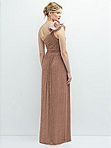 Rear View Thumbnail - Metallic Sienna Dramatic Ruffle Edge One-Shoulder Metallic Pleated Maxi Dress