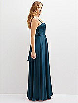 Side View Thumbnail - Atlantic Blue Adjustable Sash Tie Back Satin Maxi Dress with Full Skirt