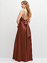 Rear View Thumbnail - Auburn Moon Adjustable Sash Tie Back Satin Maxi Dress with Full Skirt