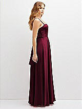 Side View Thumbnail - Cabernet Adjustable Sash Tie Back Satin Maxi Dress with Full Skirt