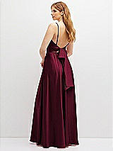 Rear View Thumbnail - Cabernet Adjustable Sash Tie Back Satin Maxi Dress with Full Skirt