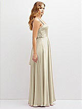 Side View Thumbnail - Champagne Adjustable Sash Tie Back Satin Maxi Dress with Full Skirt
