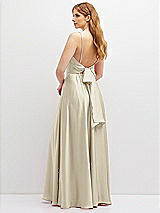 Rear View Thumbnail - Champagne Adjustable Sash Tie Back Satin Maxi Dress with Full Skirt