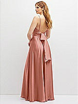 Rear View Thumbnail - Desert Rose Adjustable Sash Tie Back Satin Maxi Dress with Full Skirt