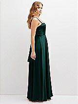 Side View Thumbnail - Evergreen Adjustable Sash Tie Back Satin Maxi Dress with Full Skirt