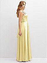 Side View Thumbnail - Pale Yellow Adjustable Sash Tie Back Satin Maxi Dress with Full Skirt