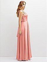 Side View Thumbnail - Rose - PANTONE Rose Quartz Adjustable Sash Tie Back Satin Maxi Dress with Full Skirt