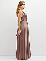 Side View Thumbnail - Sienna Adjustable Sash Tie Back Satin Maxi Dress with Full Skirt