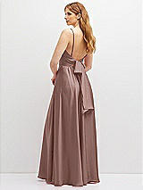 Rear View Thumbnail - Sienna Adjustable Sash Tie Back Satin Maxi Dress with Full Skirt