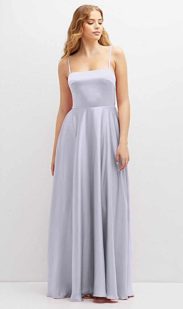 Front View - Silver Dove Adjustable Sash Tie Back Satin Maxi Dress with Full Skirt