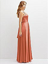 Side View Thumbnail - Terracotta Copper Adjustable Sash Tie Back Satin Maxi Dress with Full Skirt