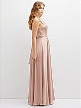 Side View Thumbnail - Toasted Sugar Adjustable Sash Tie Back Satin Maxi Dress with Full Skirt