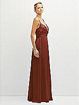 Side View Thumbnail - Auburn Moon Vertical Ruched Bodice Satin Maxi Dress with Full Skirt