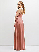 Alt View 3 Thumbnail - Desert Rose Vertical Ruched Bodice Satin Maxi Dress with Full Skirt