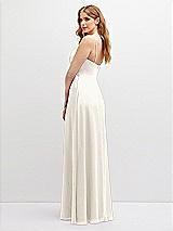 Alt View 3 Thumbnail - Ivory Vertical Ruched Bodice Satin Maxi Dress with Full Skirt