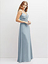 Alt View 2 Thumbnail - Mist Vertical Ruched Bodice Satin Maxi Dress with Full Skirt
