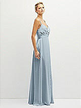 Side View Thumbnail - Mist Vertical Ruched Bodice Satin Maxi Dress with Full Skirt