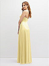 Alt View 3 Thumbnail - Pale Yellow Vertical Ruched Bodice Satin Maxi Dress with Full Skirt
